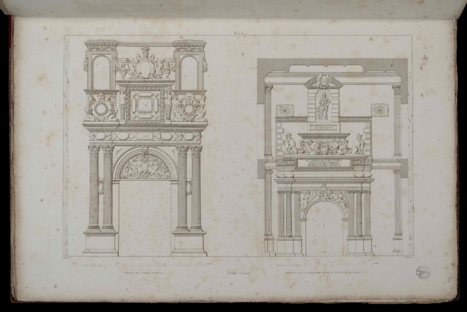Voyages pittoresques et romantiques dans l'ancienne France. Languedoc. Volume 1. Pl. 21. bis. Toulouse (Languedoc). Porte de l'hôtel Catelan. Portail de la première cour du palais du Capitole. - FRAC31555 38Fi10 34