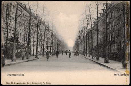 Wagenaarstraat tussen Linnaeusstraat en Pontanusstraat. Uitgave H. Gregorius Jr. 2e van Swindenstraat 7, Amsterdam, Afb PRKBB00392000001