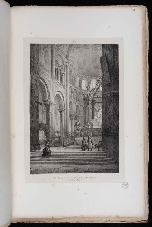 Voyages pittoresques et romantiques dans l'ancienne France. Languedoc. Volume 1. Pl. 9. Vue générale intérieure de l'abside de Saint-Saturnin. Toulouse. Languedoc. - FRAC31555 38Fi10 11