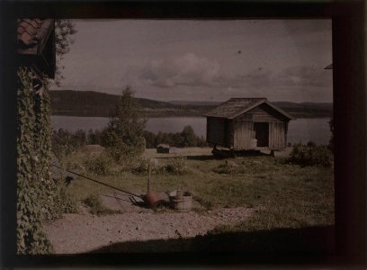 Vy mot Siljan, Hjortnäs by i Leksand - Nordiska Museet - NMA.0031748