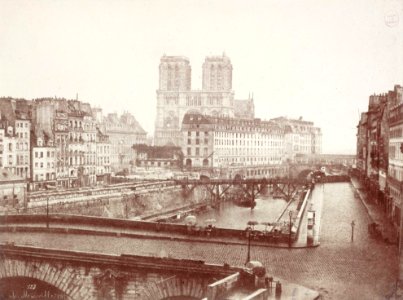 Vue de l’Hôtel-Dieu vers 1852 par Marville - Vergue