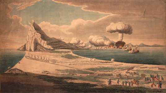 Vue du siege de Gibraltar et explosion des batteries flottantes 1782