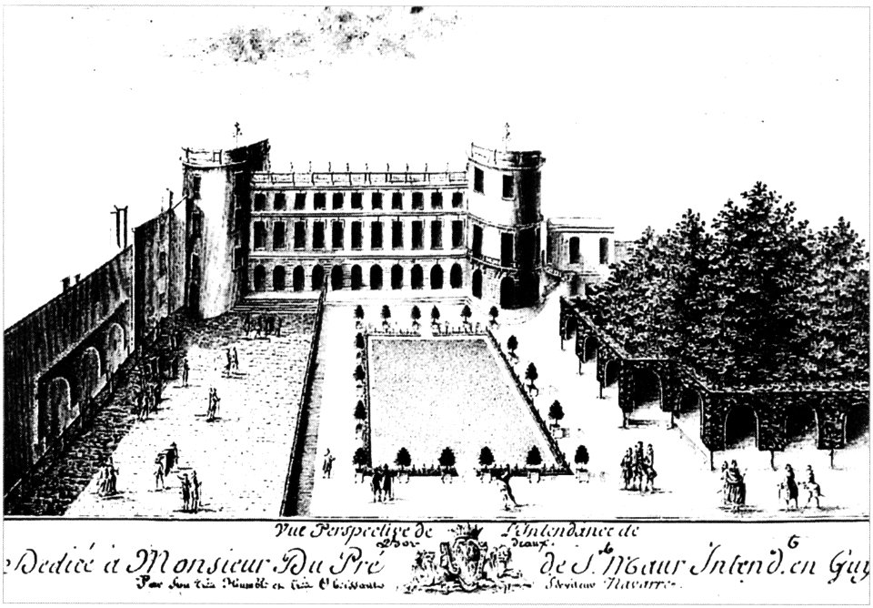 Vue perspective de l'Intendance de Bordeaux dédiée à Monsieur Du Pré de Saint-Maur, gravure du XVIIIe siècle