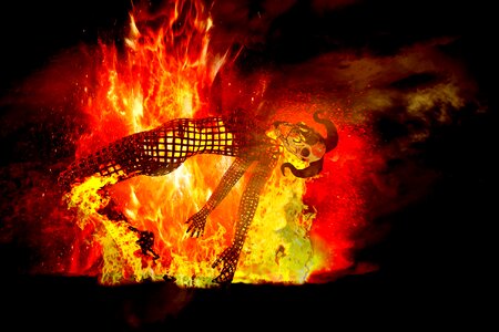 Fire devil figure arson