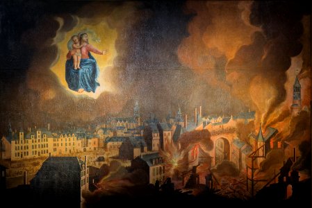Vœu des habitants de Rennes à Notre-Dame-de-Bonne-Nouvelle, tableau de la basilique Saint-sauveur après sa restauration en 2013 (Rennes, France)
