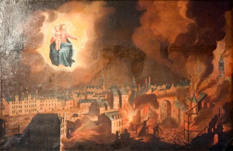 Vœu des habitants de Rennes à Notre-Dame-de-Bonne-Nouvelle, tableau de la basilique saint Sauveur (Rennes, Ille-et-Vilaine, France)
