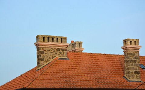 Roof tiles house smoke photo