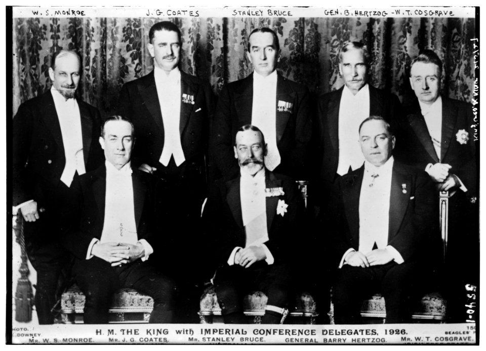 W.S. Monroe, J.G. Coates, Stanley Bruce, Gen. B. Hertzog, W.T. Cosgrave - H.M. the King with Imperial Conference delegates, 1926 LCCN2014713172