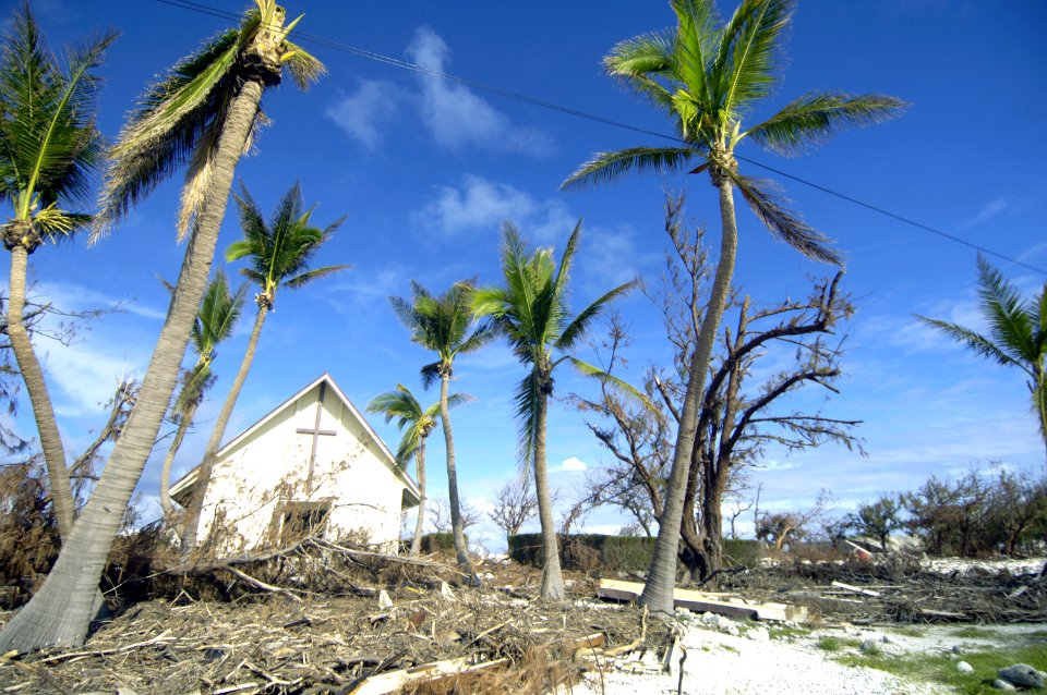 Wake Island Memorial Chapel damaged by Hurricane-Typhoon Ioke 2006
