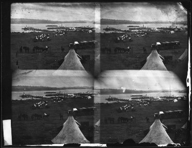 Wagon train loaded at a landing. Belle Plain, Va - NARA - 526093