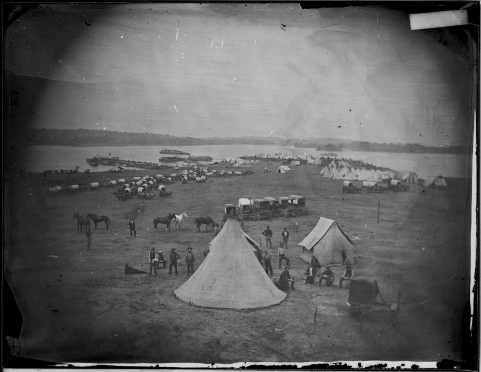 Wagon train after supplies, James River, Va - NARA - 529334 photo