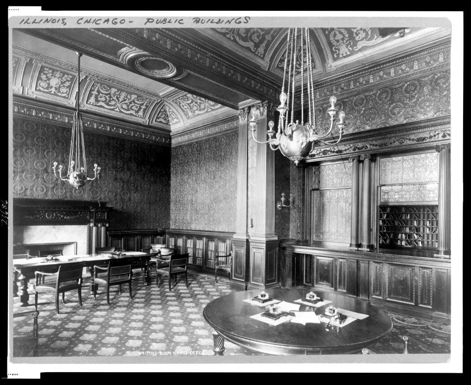 Waiting room and post office, public library, Chicago, Illinois LCCN99471655