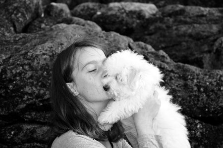 Girl young woman puppy