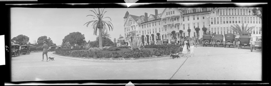 Walking dogs at hotel in California LCCN2017656409