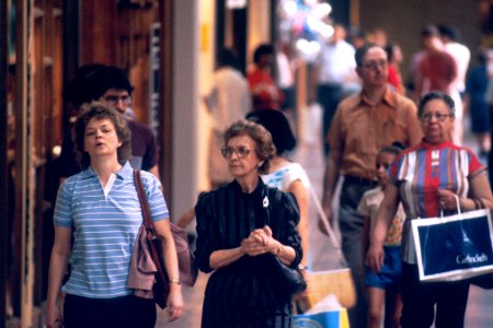 Walking in a shopping mall