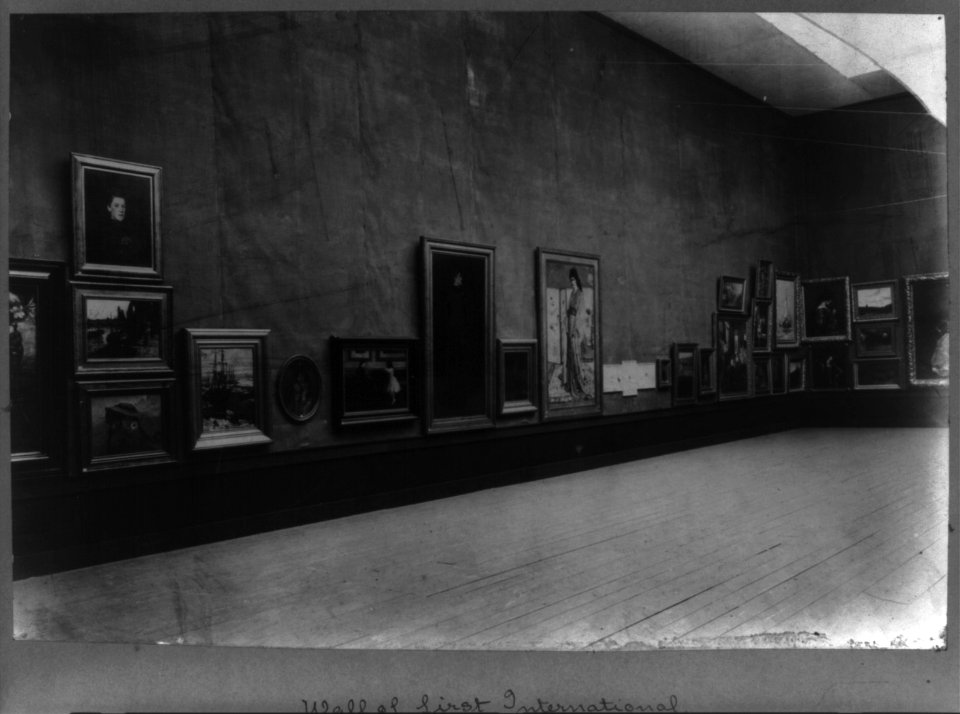 Wall of the First International Exhibition, Knightsbridge, London, 1898, showing paintings by James M. Whistler LCCN2009630611