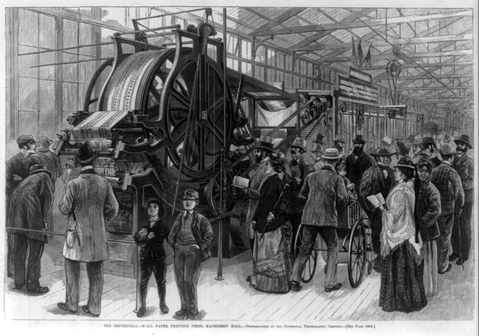Wall Paper Printing Press, Machinery Hall at the centennial, 1876, Philadelphia LCCN2006677406