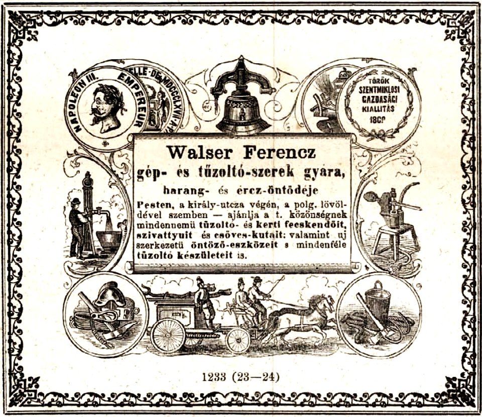 Walser Ferenc harangöntőcég reklámja, VU 1873