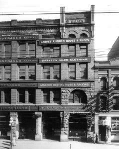 Walker Block, east side of 1st Ave S between S Jackson St and S Main St, Seattle, 1909 (CURTIS 2096) photo