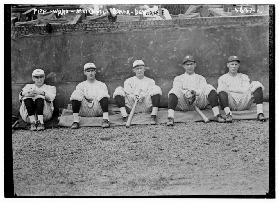 Wally Pipp, Aaron Ward, Johnny Mitchell, Home Run Baker, Al DeVormer, New York AL (baseball) LCCN2014714150