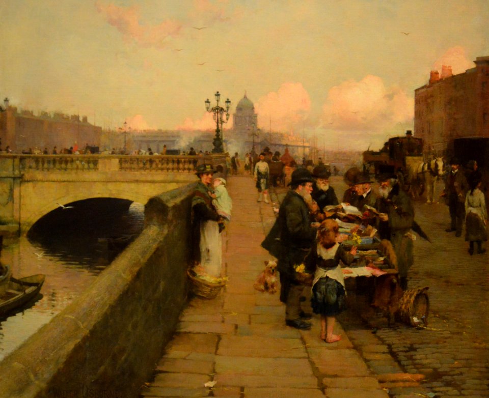 Walter Frederick Osborne, The Dublin Streets; a vendor of Books (1889) - NGI cr