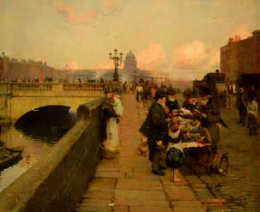 Walter Frederick Osborne, The Dublin Streets; a vendor of Books (1889) - NGI cr