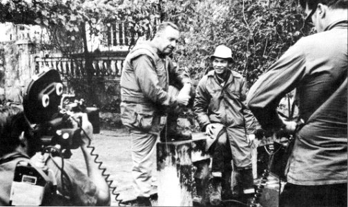 Walter Cronkite conducts an interview in Hue, Vietnam (February 1968)