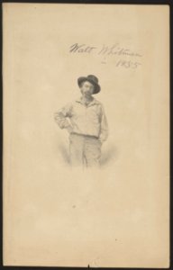 Walt Whitman, three-quarter length portrait, facing front, as a young man, dressed in rural attire for frontispiece of Leaves of Grass LCCN2004678989