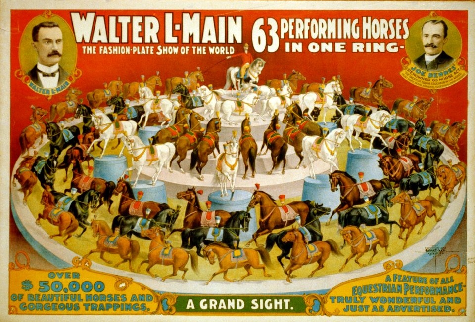 Walter L-Main - 63 Performing horses in one ring LCCN2002719039
