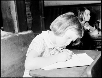 Wanda Lee Sergent who is seven years old and in the second grade. Lejunior, Harlan County, Kentucky. - NARA - 541364
