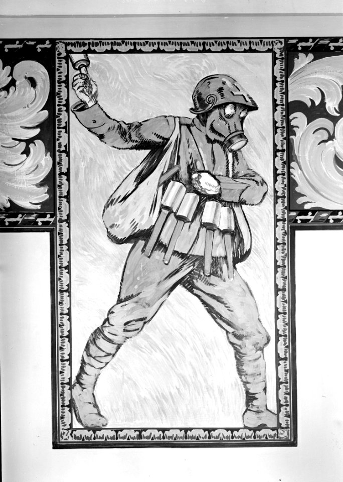 Wandmalerei (moderner Soldat) im Innern der Soldatenstube - CH-BAR - 3240362