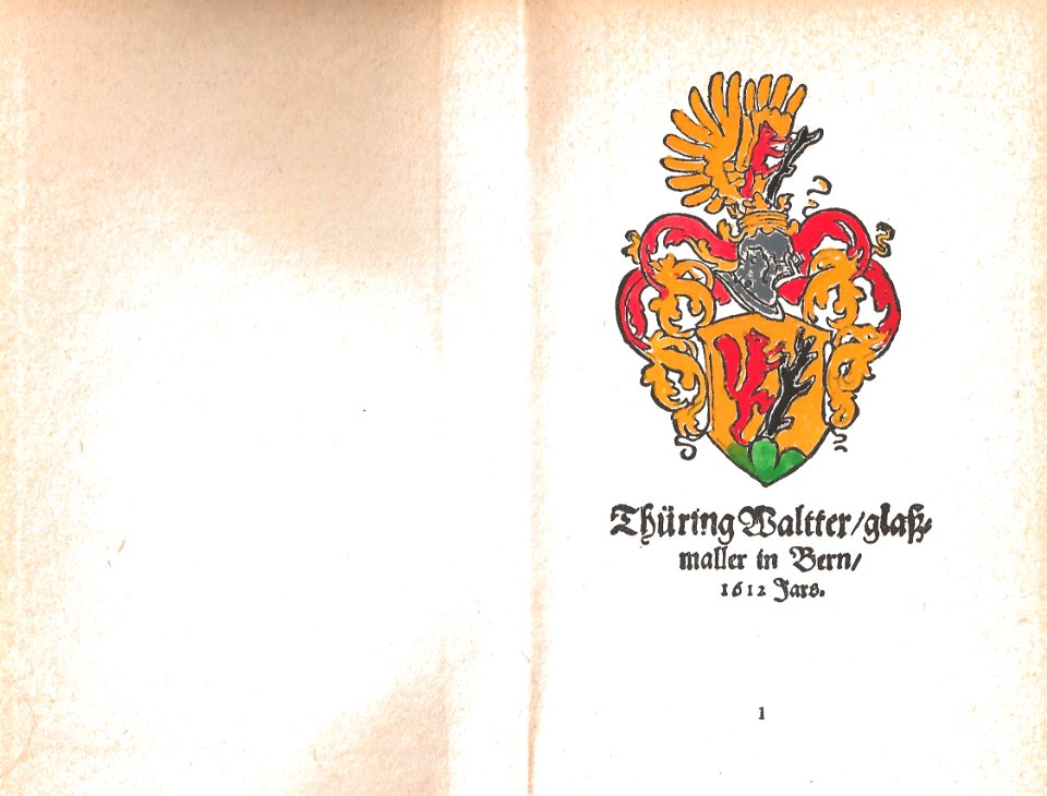 Waltter, Wappenbüchli , Bern 1612, Faksimile, S. 1