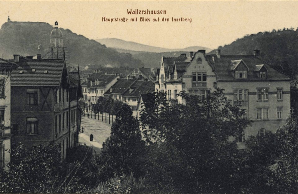 Waltershausen, Thüringen - Hauptstraße und Inselberg (Zeno Ansichtskarten)