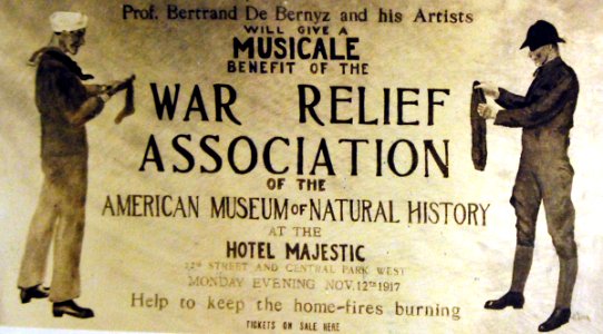 War Relief Association musicale benefit poster, Hotel Majestic, 1917 (30091927221)