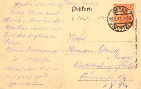 Waren (Müritz), Mecklenburg-Vorpommern - Villenstraße (back) (Zeno Ansichtskarten)