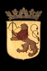 Smålands landskapsvapen med dubbelsvansat lejon, 1660 - Livrustkammaren - 108738