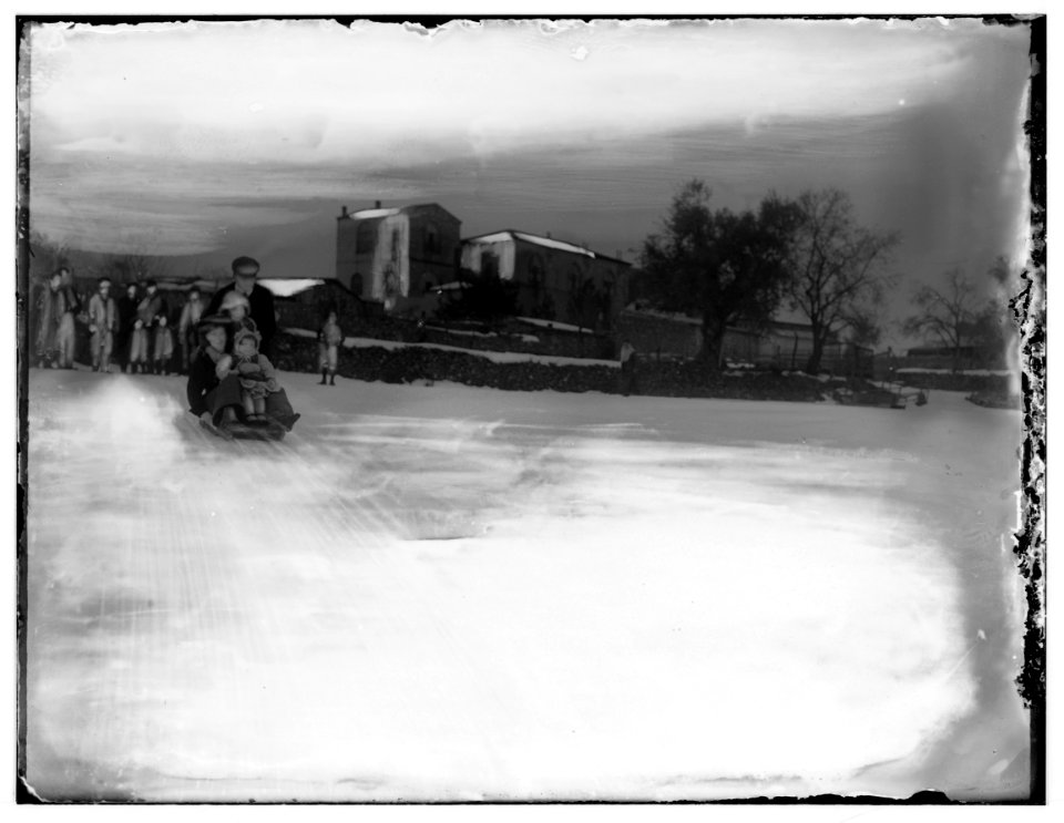 Snow in Jerusalem, 1921. People sledding LOC matpc.00790