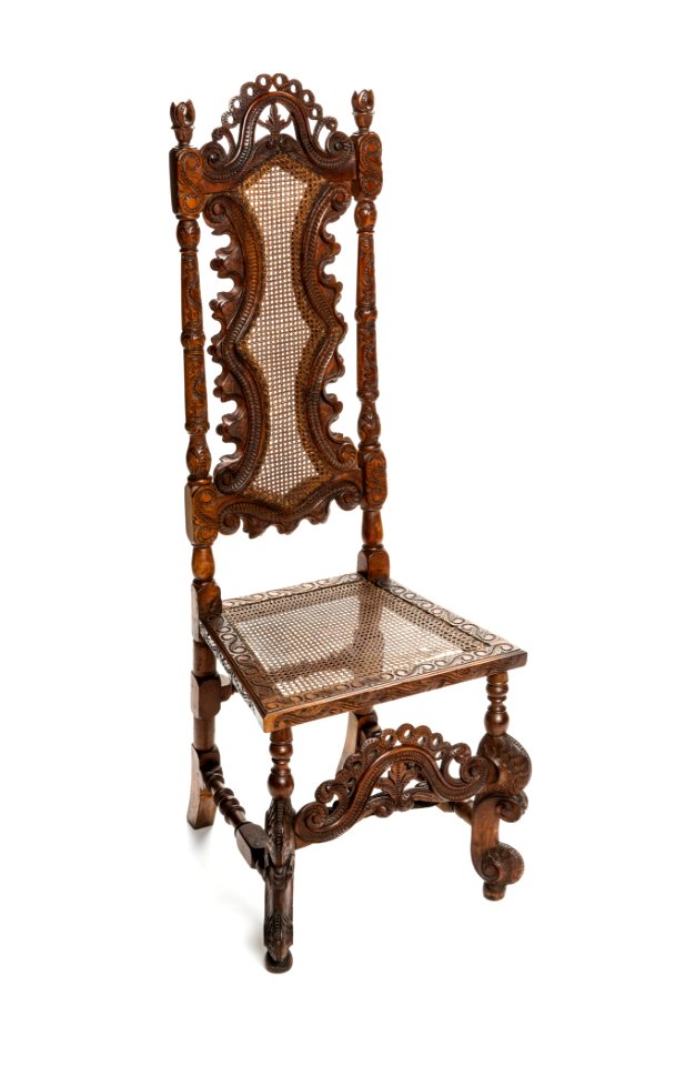 Snidad stol med rottingsitts, 1700 Cirka - Hallwylska museet - 108428