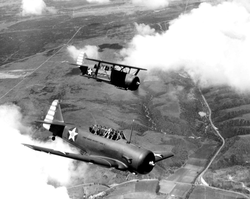SNJ-3 and SBC-4 from 1st Marine Air Wing 1942