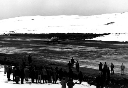 SNJ Texan landing at NAS Adak 1944