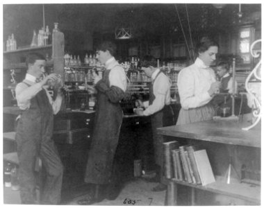 Students in a chemistry class conducting an experiment, Western High School, Washington, D.C. LCCN2001699127