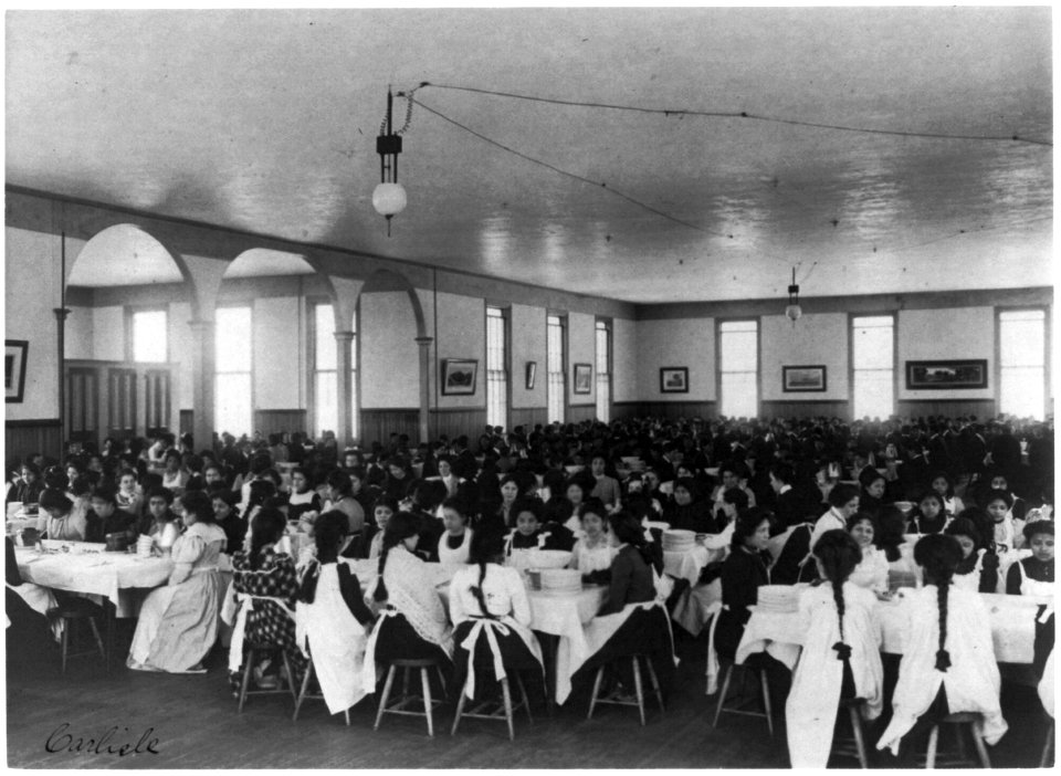 Students in dining hall, United States Indian School, Carlisle, Pa. LCCN2003665473