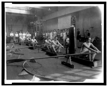 Students of the Central High School rowing class going through their drill LCCN2006679479