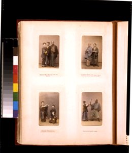 Studio portraits of a Japanese officer (yaconin) and his family; a widow in mourning and her son, women street dancers and a girl fencing with a man LCCN2011649873
