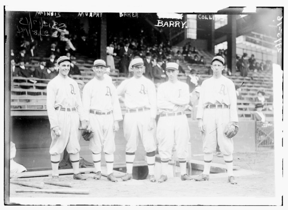 Stuffy McInnis, Eddie Murphy, Frank Baker, Jack Barry, Eddie Collins, Philadelphia AL (baseball) LCCN2014695488