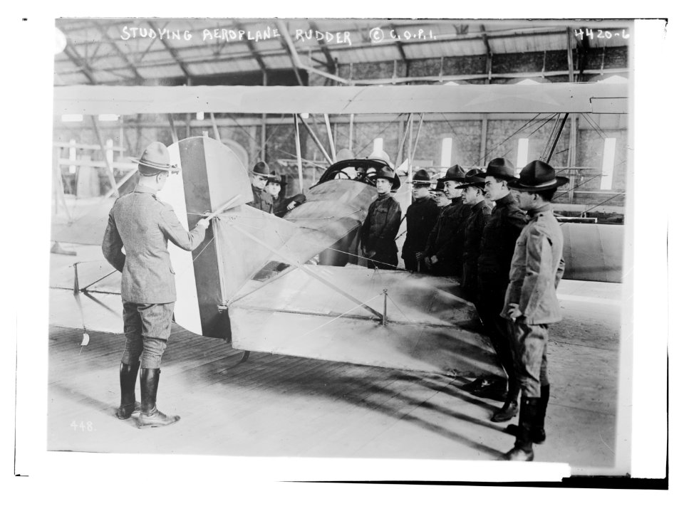 Studying aeroplane (i.e. airplane) rudder LCCN2014705946