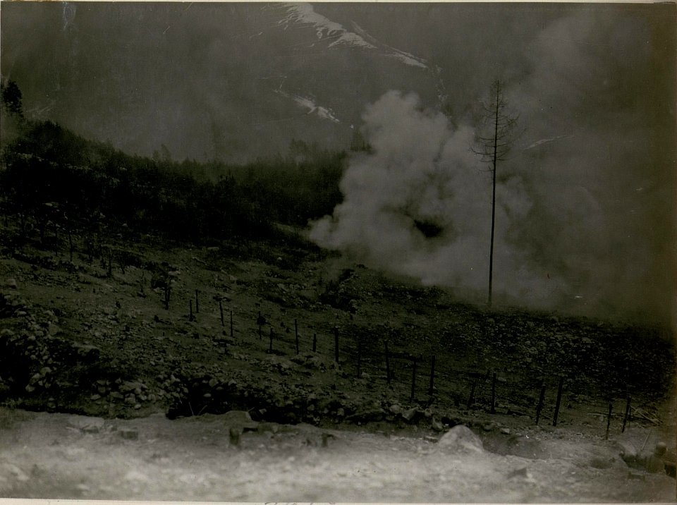 Sturmkurs in Schabs, Scharfe Übung, Handgranatensalve beim Eindringen der Sturmtruppe. (BildID 15512189)