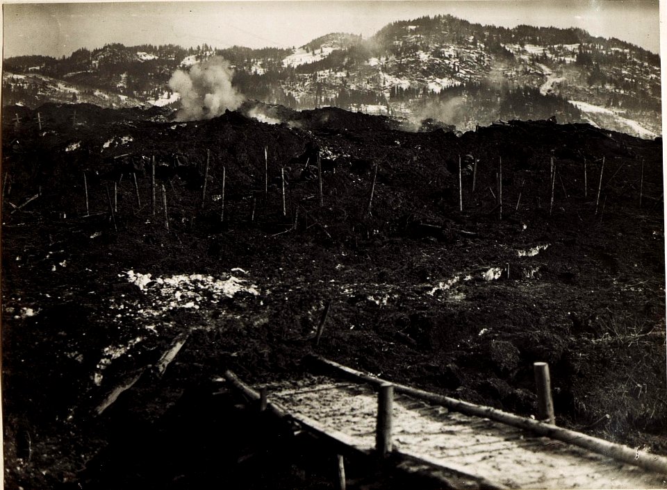 Sturmtruppen werfen nach Durchschreiten der Drahtverhaue Handgranaten. (Techn.Kurs i.Oberfellach.) (BildID 15497032)