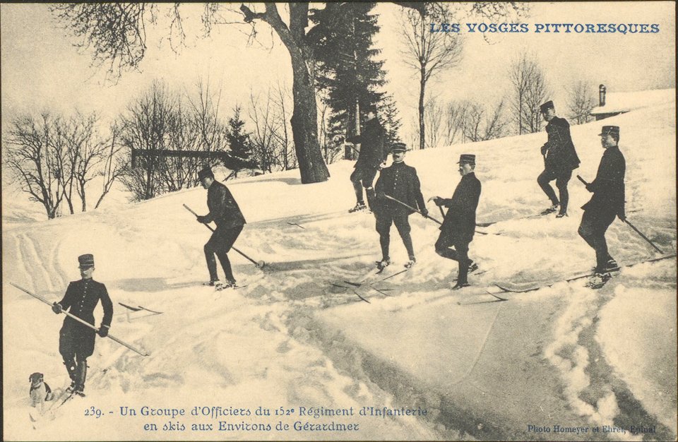 Un groupe d'Officiers du 152e Régiment d'infanterie en skis aux environs de Gérardmer CP 3950 PsurR