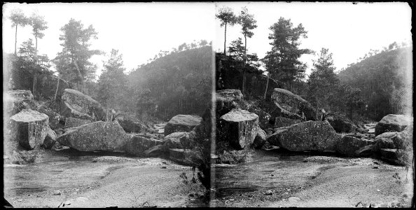 Un rierol passant entre unes roques al Puig-reig